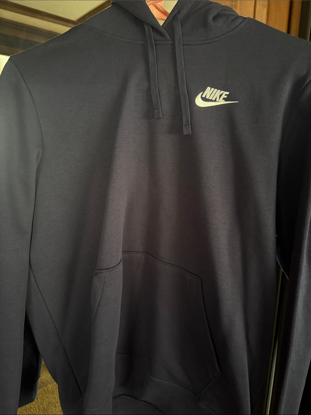 Nike Navy Blue Pullover Hoodie with White Swoosh
